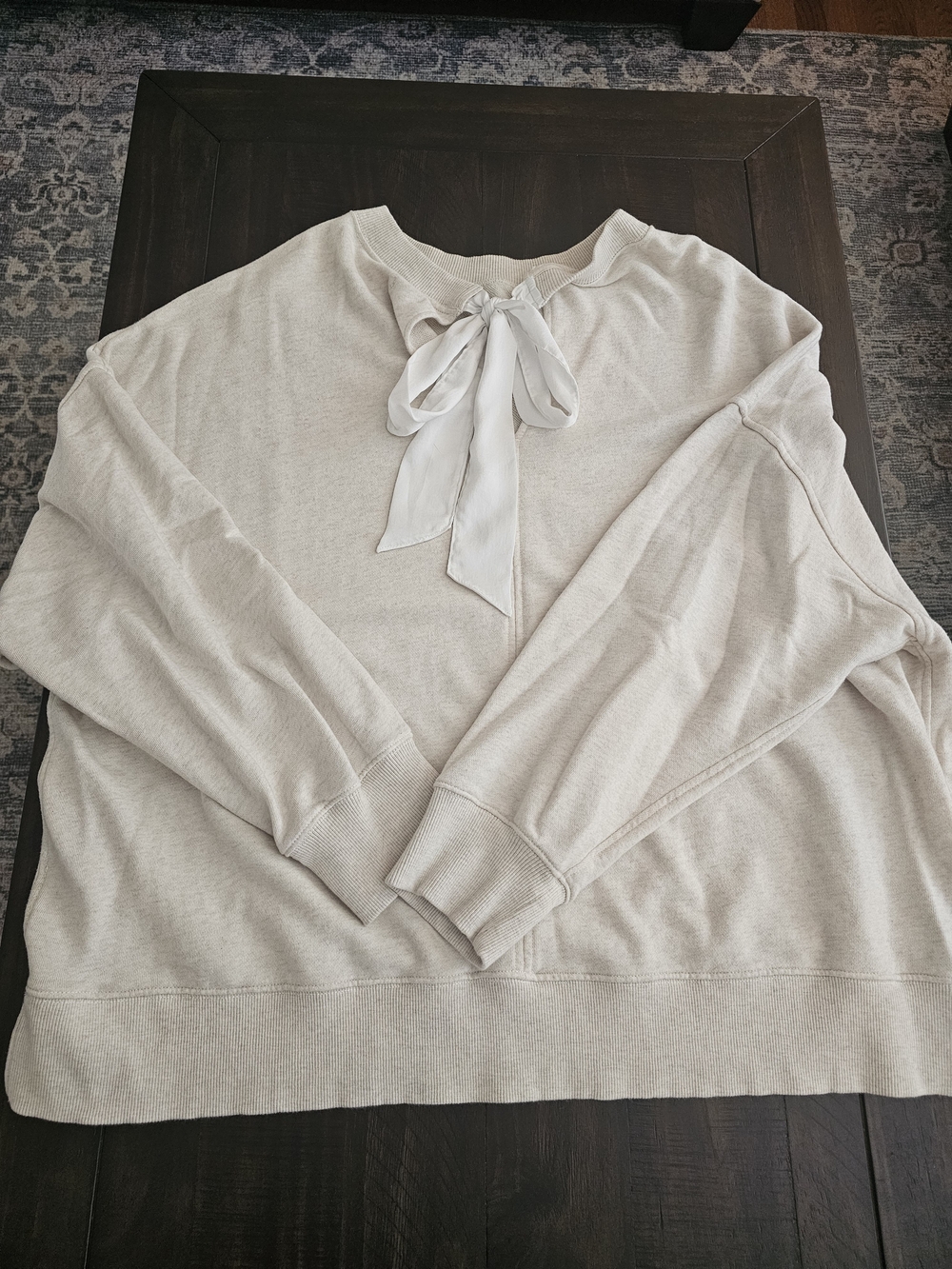 aerie Cream Bow-Front Pullover Sweatshirt